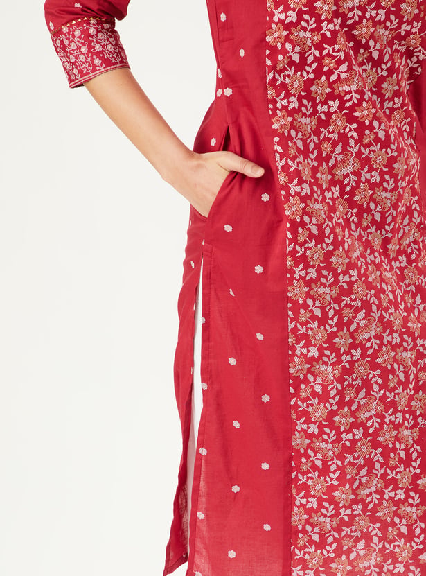 Women Printed Straight Kurta with Palazzos