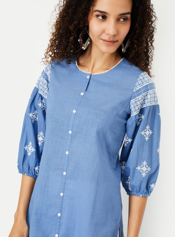 Women Solid Straight Kurta with Palazzos