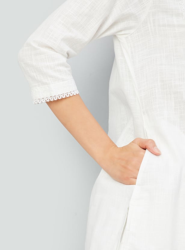 Women Solid Straight Kurta with Palazzos