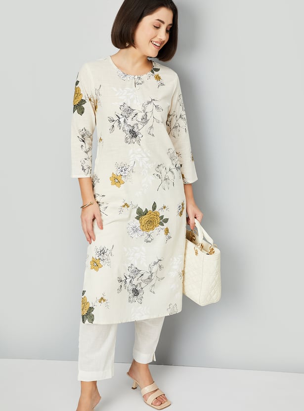 Women Floral Print Straight Kurta