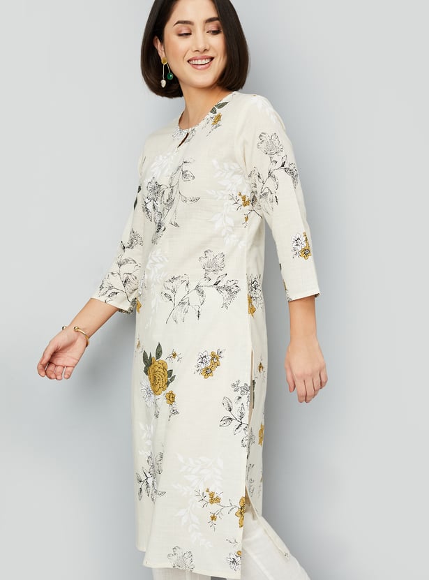 Women Floral Print Straight Kurta