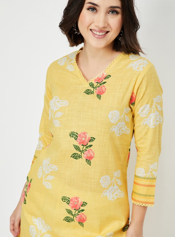Women Floral Print Straight Kurta