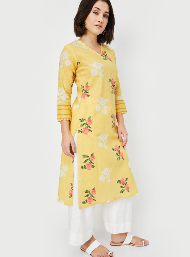 Women Floral Print Straight Kurta