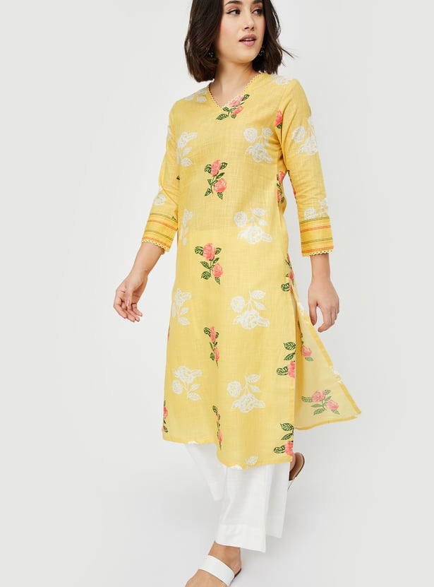 Women Floral Print Straight Kurta