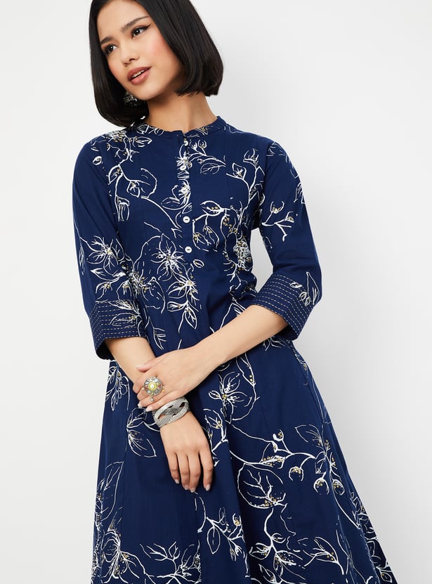 Women Floral Print Straight Kurta Set