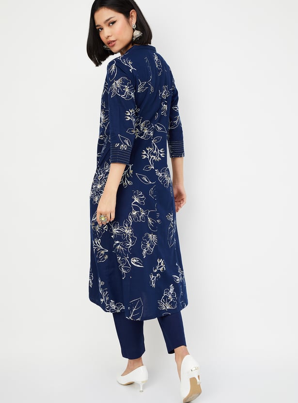 Women Floral Print Straight Kurta Set