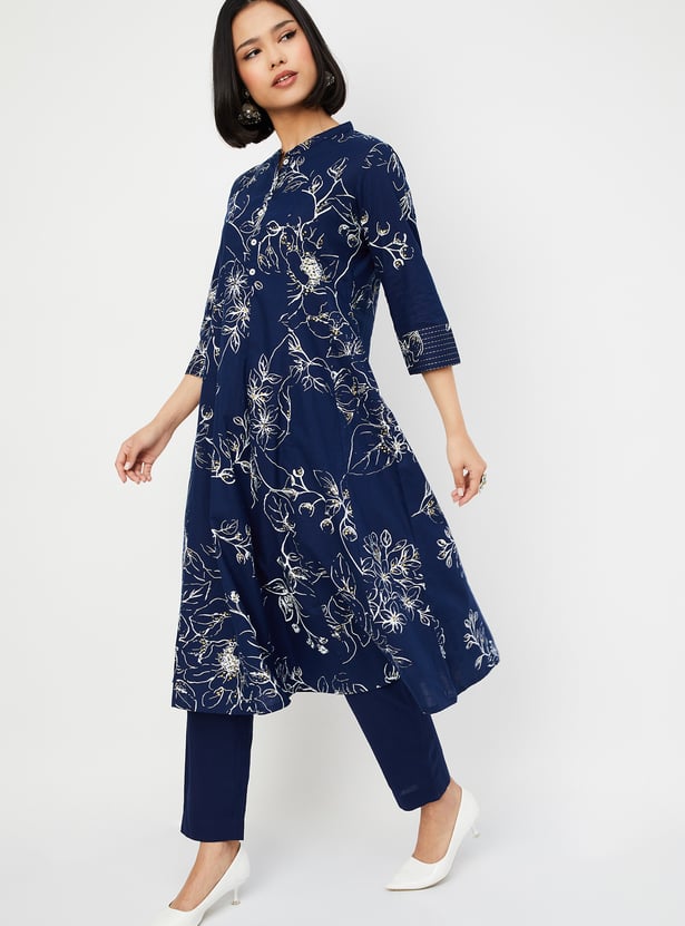 Women Floral Print Straight Kurta Set