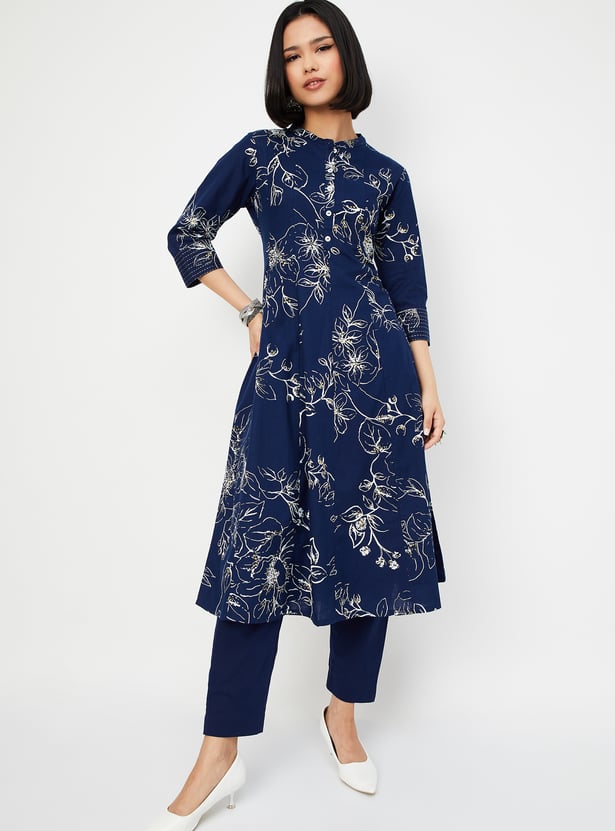 Women Floral Print Straight Kurta Set