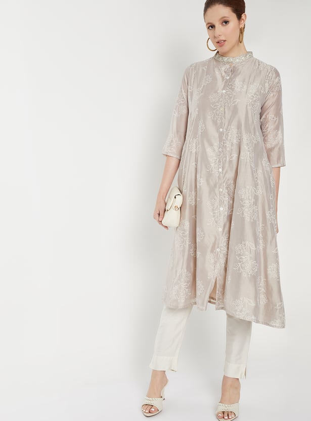 Women Printed A-Line Kurta with Trousers