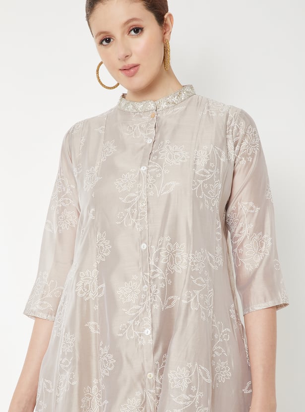 Women Printed A-Line Kurta with Trousers