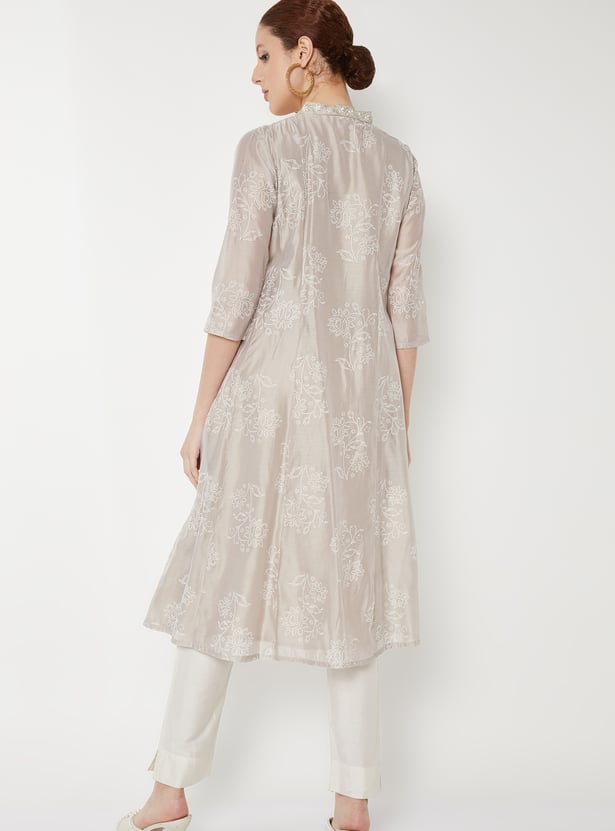 Women Printed A-Line Kurta with Trousers