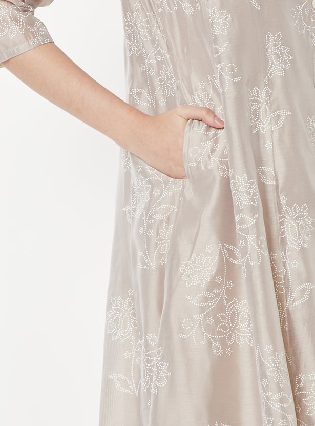 Women Printed A-Line Kurta with Trousers