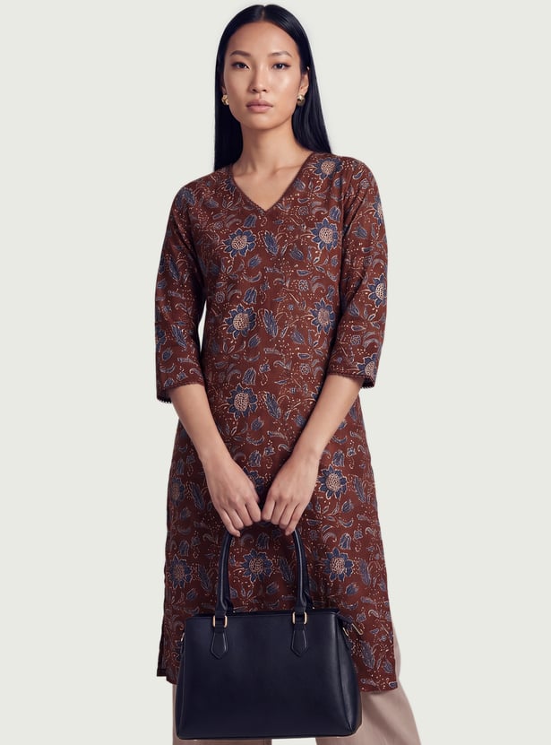 Women Floral Print Straight Kurta