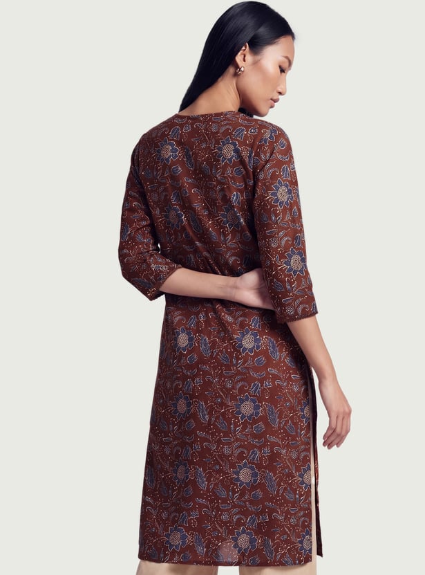 Women Floral Print Straight Kurta