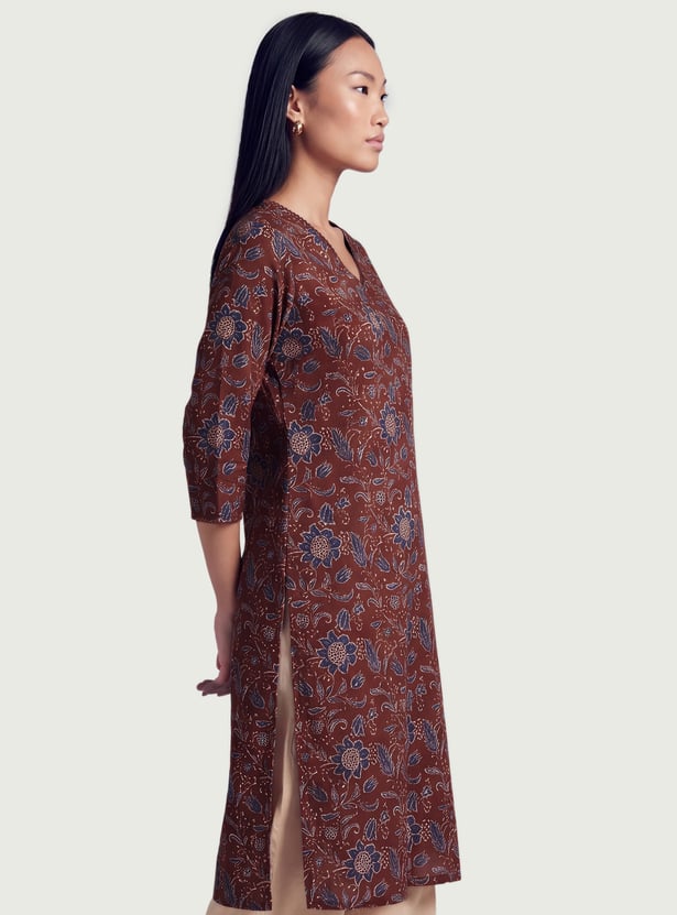 Women Floral Print Straight Kurta
