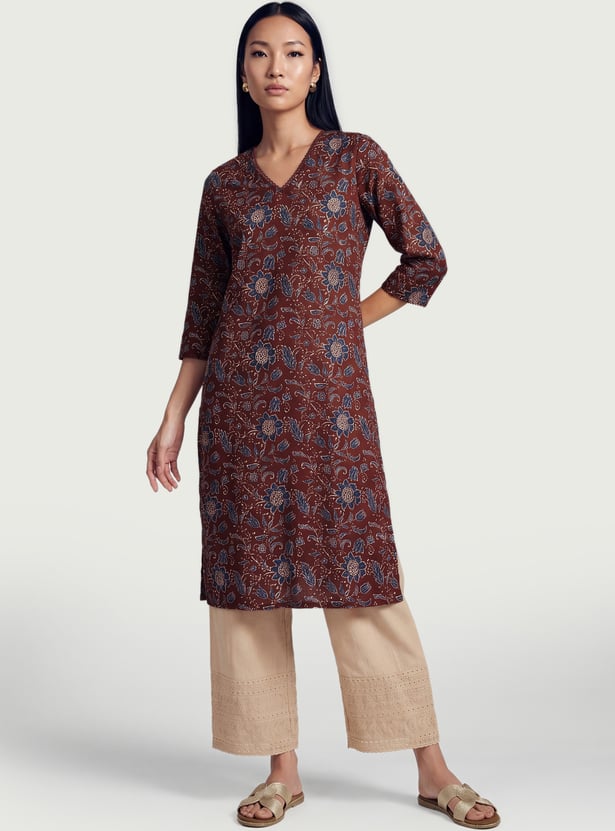Women Floral Print Straight Kurta