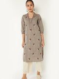 Women Embroidered Straight Kurta