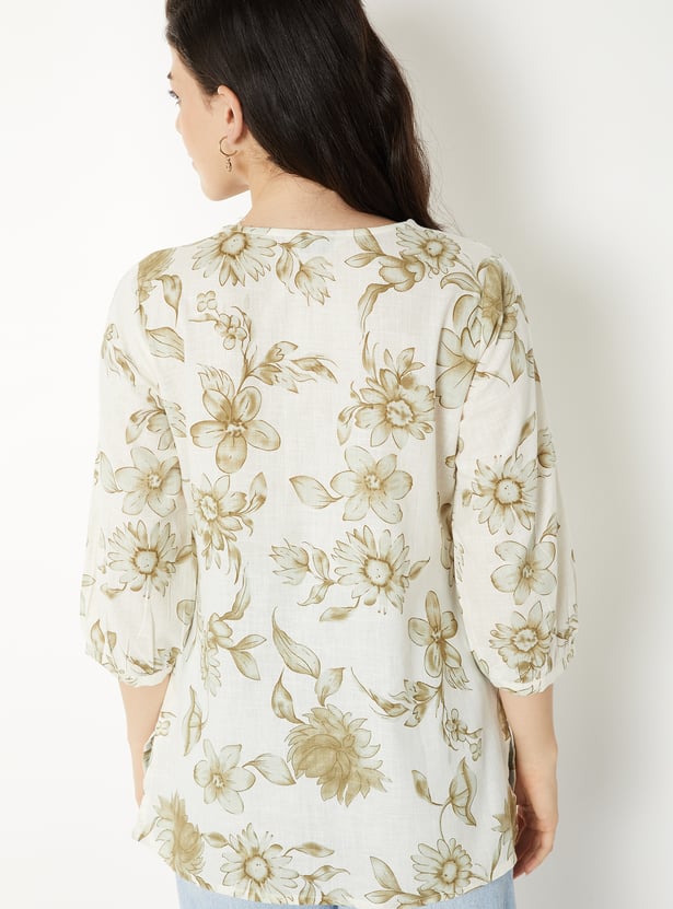 Women Floral Print Alia Cut Short Kurti