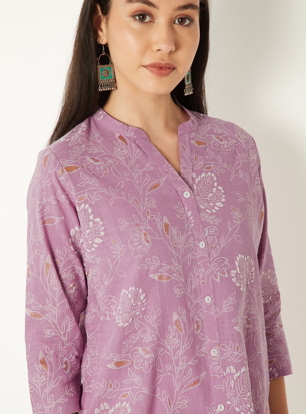 Women Floral Print Straight Kurti