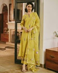 TIIKSA Green Handpainted Cotton Suit Set